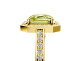 Yellow gold Fancy Yellow Asscher  Cut Halo Pave Split Shank Prong Setting Ring_56
