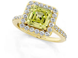 Yellow gold Fancy Yellow Asscher Cut Halo Round Diamond Pavé Band with Four-Prong Setting_4