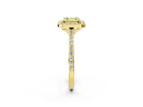 Yellow gold Fancy Yellow Asscher Cut Halo Round Diamond Pavé Band with Four-Prong Setting_5