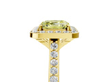 Yellow gold Fancy Yellow Asscher Cut Halo Round Diamond Pavé Band with Four-Prong Setting_8