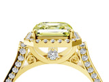 Yellow gold Fancy Yellow Asscher Cut Halo Round Diamond Twist Band with Four-Prong Setting_4