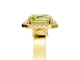 Yellow gold Fancy Yellow Asscher Cut Halo Round Diamond Twist Band with Four-Prong Setting_5