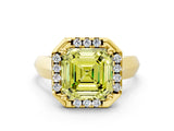 Yellow gold Fancy Yellow Asscher  Cut Halo Solitaire Engagement Ring with Square Band and Four-Prong Setting_84