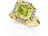 Yellow gold Fancy Yellow Asscher  Cut Halo Solitaire Engagement Ring with Square Band and Four-Prong Setting_85