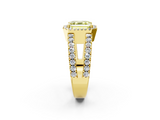 Yellow gold Fancy Yellow Asscher  Cut Halo Split Shank Diamond Ring with Four-Prong Setting_2