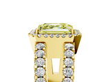 Yellow gold Fancy Yellow Asscher  Cut Halo Split Shank Diamond Ring with Four-Prong Setting_5