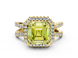 Yellow gold Fancy Yellow Asscher  Cut Halo Split Shank Pave Set Ring_17