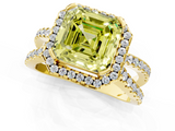 Yellow gold Fancy Yellow Asscher  Cut Halo Split Shank Pave Set Ring_18