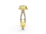 Yellow gold Fancy Yellow Asscher  Cut Halo Split Shank Pave Set Ring_19