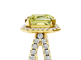 Yellow gold Fancy Yellow Asscher  Cut Halo Split Shank Pave Set Ring_22