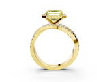 Yellow gold Fancy Yellow Asscher  Cut Halo Split Shank Prong Setting Ring_20