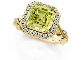Yellow gold Fancy Yellow Asscher Cut Halo Twist Band with Four-Prong Setting_13