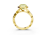 Yellow gold Fancy Yellow Asscher  Cut Halo Twisted Band Four-Prong Ring_3