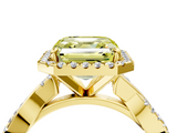 Yellow gold Fancy Yellow Asscher  Cut Halo Twisted Band Four-Prong Ring_4