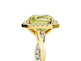 Yellow gold Fancy Yellow Asscher  Cut Halo Twisted Band Four-Prong Ring_5