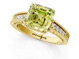 Yellow gold Fancy Yellow Asscher  Cut Milgrain Channel Set Engagement Ring with Solitaire Prong Setting_18