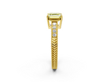 Yellow gold Fancy Yellow Asscher  Cut Milgrain Channel Set Engagement Ring with Solitaire Prong Setting_19