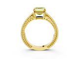 Yellow gold Fancy Yellow Asscher  Cut Milgrain Channel Set Engagement Ring with Solitaire Prong Setting_20