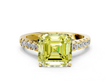 Yellow gold Fancy Yellow Asscher  Cut Pavé Band Solitaire Ring with Four-Prong Setting_34