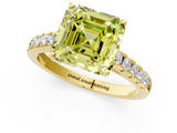 Yellow gold Fancy Yellow Asscher  Cut Pavé Band Solitaire Ring with Four-Prong Setting_35