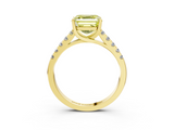 Yellow gold Fancy Yellow Asscher  Cut Pavé Band Solitaire Ring with Four-Prong Setting_37