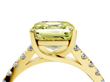 Yellow gold Fancy Yellow Asscher  Cut Pavé Band Solitaire Ring with Four-Prong Setting_38