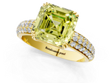 Yellow gold Fancy Yellow Asscher  Cut Pave Diamond Engagement Ring with Channel Set Band and Four-Prong Setting_1
