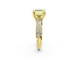 Yellow gold Fancy Yellow Asscher  Cut Pave Diamond Engagement Ring with Channel Set Band and Four-Prong Setting_2