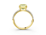 Yellow gold Fancy Yellow Asscher  Cut Pave Diamond Engagement Ring with Channel Set Band and Four-Prong Setting_3