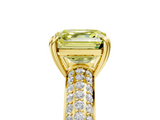 Yellow gold Fancy Yellow Asscher  Cut Pave Diamond Engagement Ring with Channel Set Band and Four-Prong Setting_5