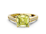 Yellow gold Fancy Yellow Asscher Cut Solitaire Cathedral Diamond Engagement Ring with Channel-Set Band and Four-Prong Setting_3
