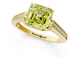 Yellow gold Fancy Yellow Asscher Cut Solitaire Cathedral Diamond Engagement Ring with Channel-Set Band and Four-Prong Setting_4
