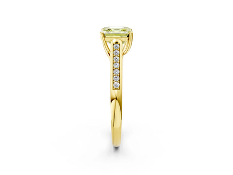 Yellow gold Fancy Yellow Asscher Cut Solitaire Cathedral Diamond Engagement Ring with Channel-Set Band and Four-Prong Setting_5
