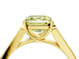 Yellow gold Fancy Yellow Asscher Cut Solitaire Cathedral Diamond Engagement Ring with Channel-Set Band and Four-Prong Setting_7