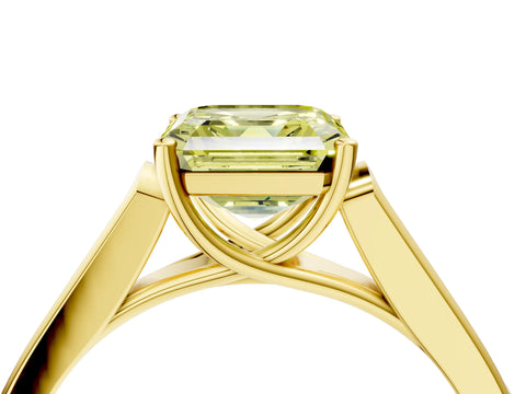 Yellow gold Fancy Yellow Asscher Cut Solitaire Cathedral Diamond Engagement Ring with Channel-Set Band and Four-Prong Setting_7