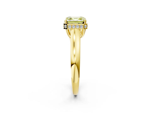 Yellow gold Fancy Yellow Asscher Cut Solitaire Diamond Engagement Ring with Four-Prong Setting and Tapered Band_2