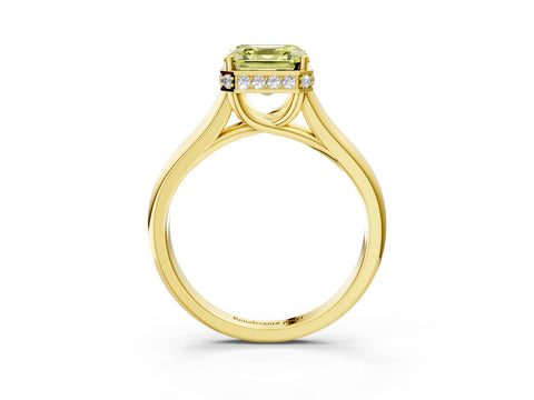 Yellow gold Fancy Yellow Asscher Cut Solitaire Diamond Engagement Ring with Four-Prong Setting and Tapered Band_3