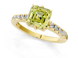 Yellow gold Fancy Yellow Asscher Cut Solitaire Diamond Engagement Ring with Pavé Band and Six-Prong Setting_1
