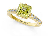 Yellow gold Fancy Yellow Asscher Cut Solitaire Diamond Engagement Ring with Pavé Band and Six-Prong Setting_25
