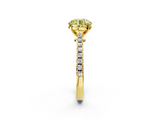 Yellow gold Fancy Yellow Asscher  Cut Solitaire Diamond Engagement Ring with Pave Band and Four-Prong Setting_2