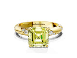 Yellow gold Fancy Yellow Asscher Cut Solitaire Diamond Engagement Ring with Twisted Pave Band and Four-Prong Setting_3