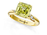 Yellow gold Fancy Yellow Asscher Cut Solitaire Diamond Engagement Ring with Twisted Pave Band and Four-Prong Setting_4