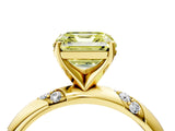 Yellow gold Fancy Yellow Asscher Cut Solitaire Diamond Engagement Ring with Twisted Pave Band and Four-Prong Setting_7