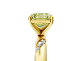 Yellow gold Fancy Yellow Asscher Cut Solitaire Diamond Engagement Ring with Twisted Pave Band and Four-Prong Setting_8