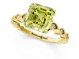 Yellow gold Fancy Yellow Asscher Cut Solitaire Diamond Ring with Infinity Twist Band and Four-Prong Setting_1