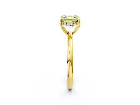Yellow gold Fancy Yellow Asscher Cut Solitaire Diamond Ring with Prong Setting and Plain Band_2