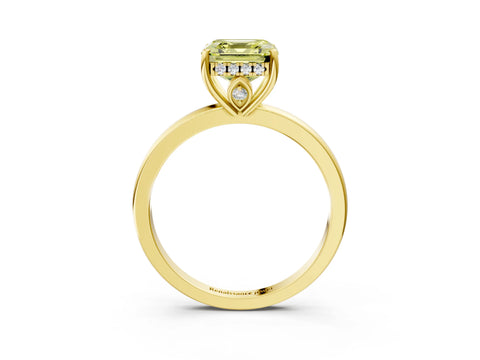 Yellow gold Fancy Yellow Asscher Cut Solitaire Diamond Ring with Prong Setting and Plain Band_3