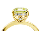 Yellow gold Fancy Yellow Asscher Cut Solitaire Diamond Ring with Prong Setting and Plain Band_4