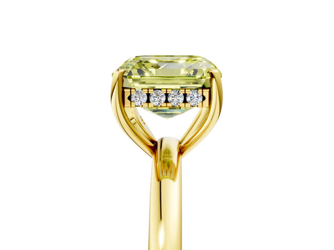 Yellow gold Fancy Yellow Asscher Cut Solitaire Diamond Ring with Prong Setting and Plain Band_5