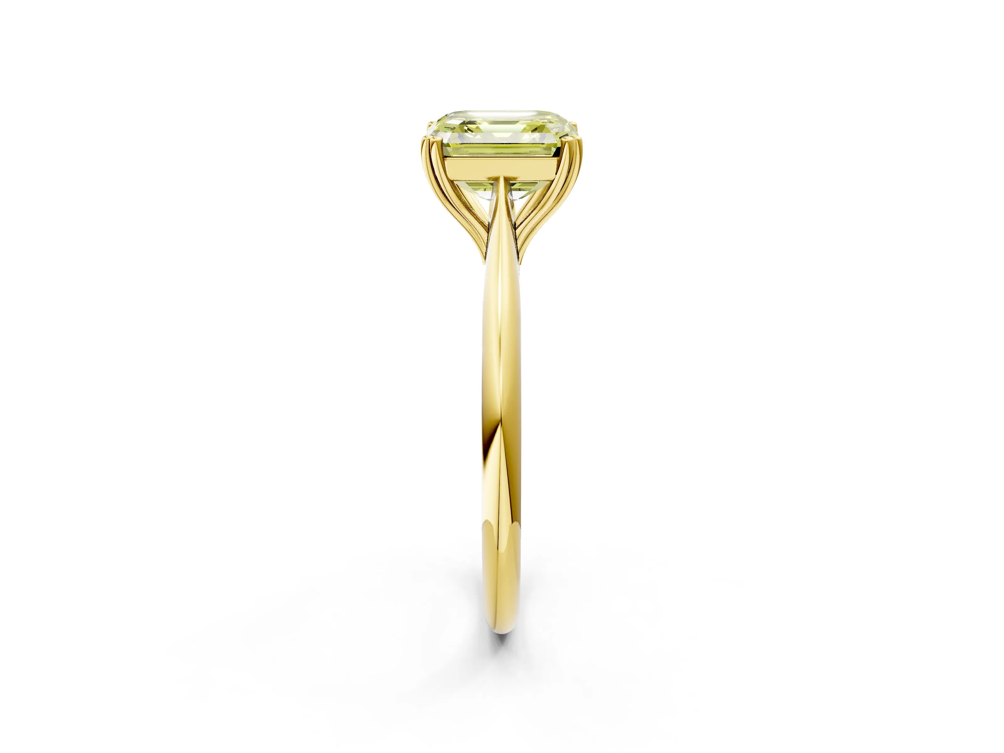 Yellow gold Fancy Yellow Asscher Cut Solitaire Diamond Ring with Six-Prong Setting and Classic Band_2